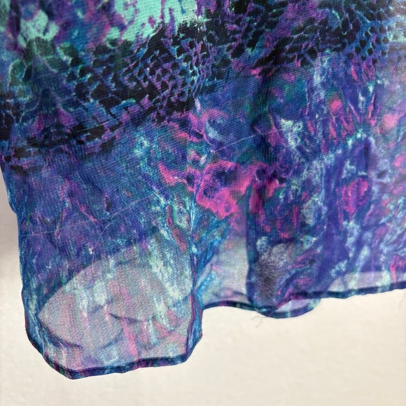 Chico's Blue Purple Watercolor High Low Halter Maxi Dress - Picture 10 of 10